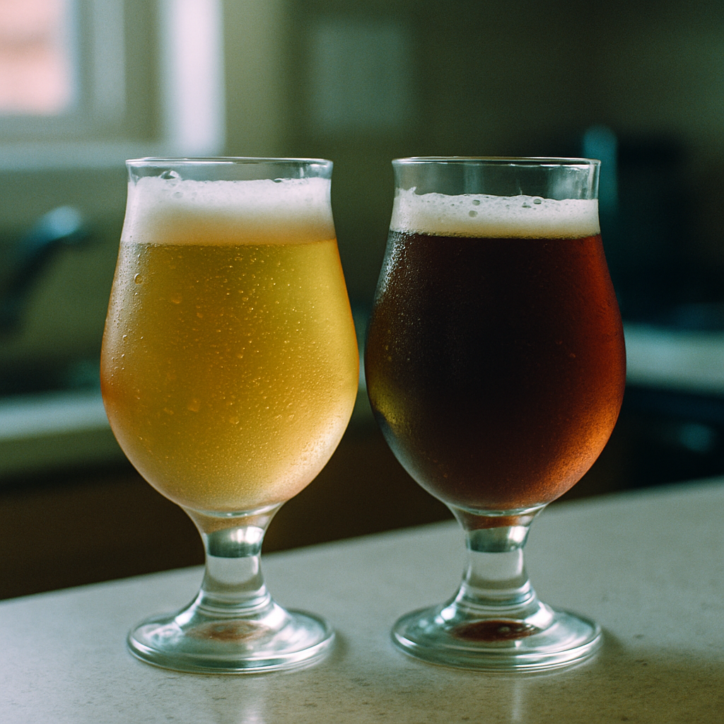 色の違うクラフトビール2杯