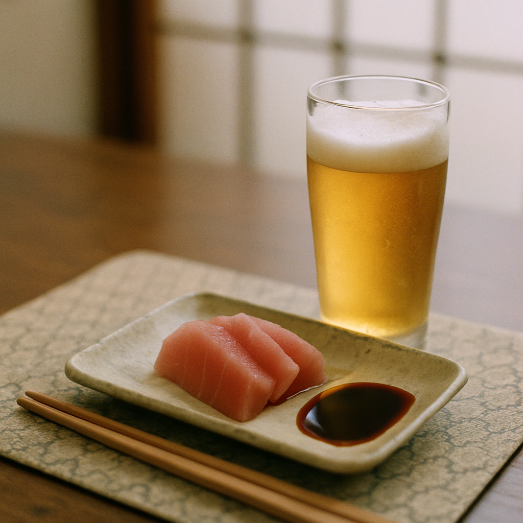 刺身とピルスナーの和食ペアリング