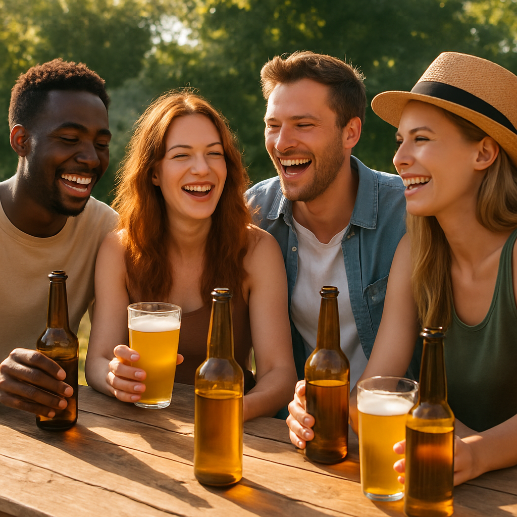 夏のBBQでセッションビールを楽しむ友人グループ