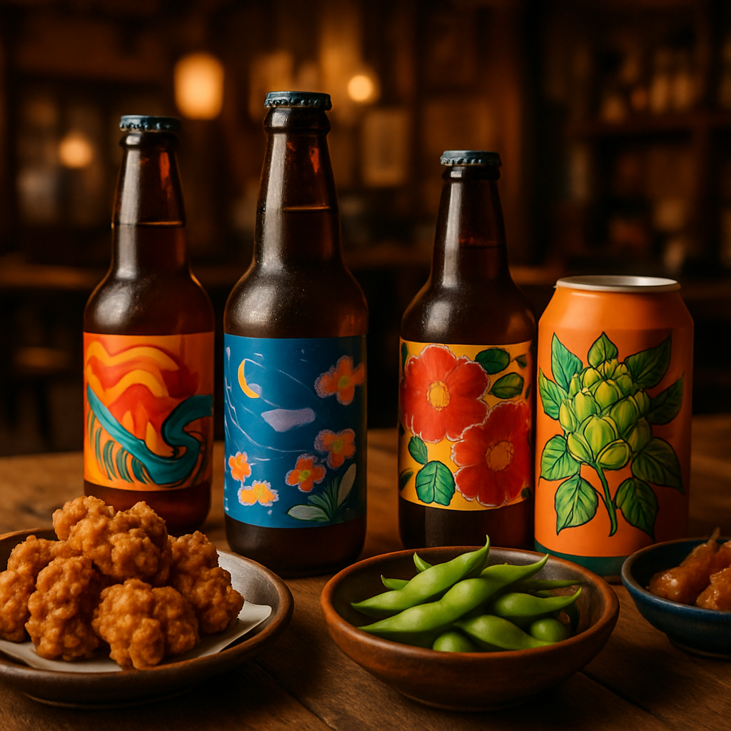 日本のクラフトビールの瓶と缶、料理とのペアリング