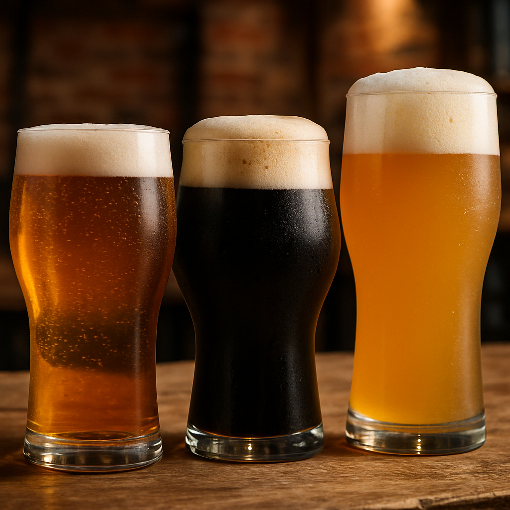 様々な種類のクラフトビールグラスの比較