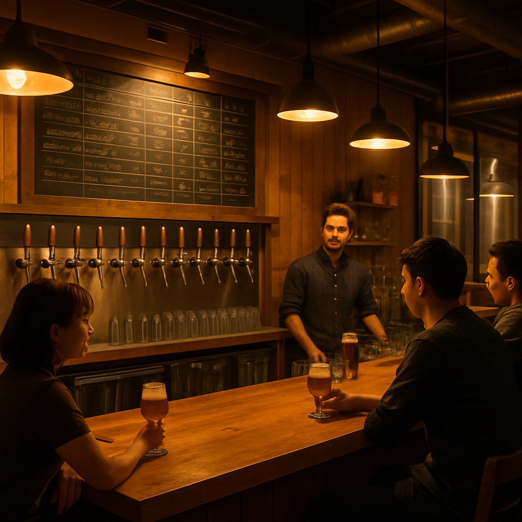 日本のクラフトビールタップルームの雰囲気