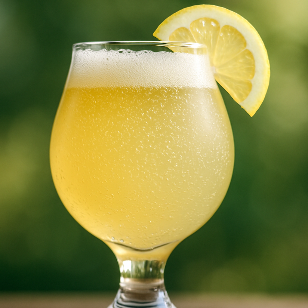 サワービールのグラス、爽やかな酸味が特徴のクラフトビール