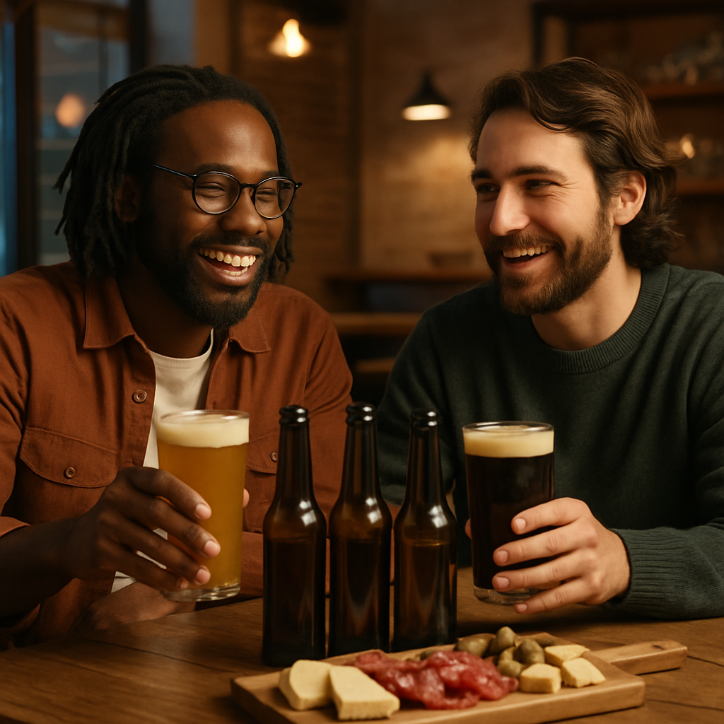 タップルームでクラフトビールを楽しむ様子
