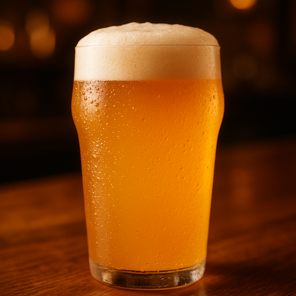 クラフトビールのグラスのクローズアップ