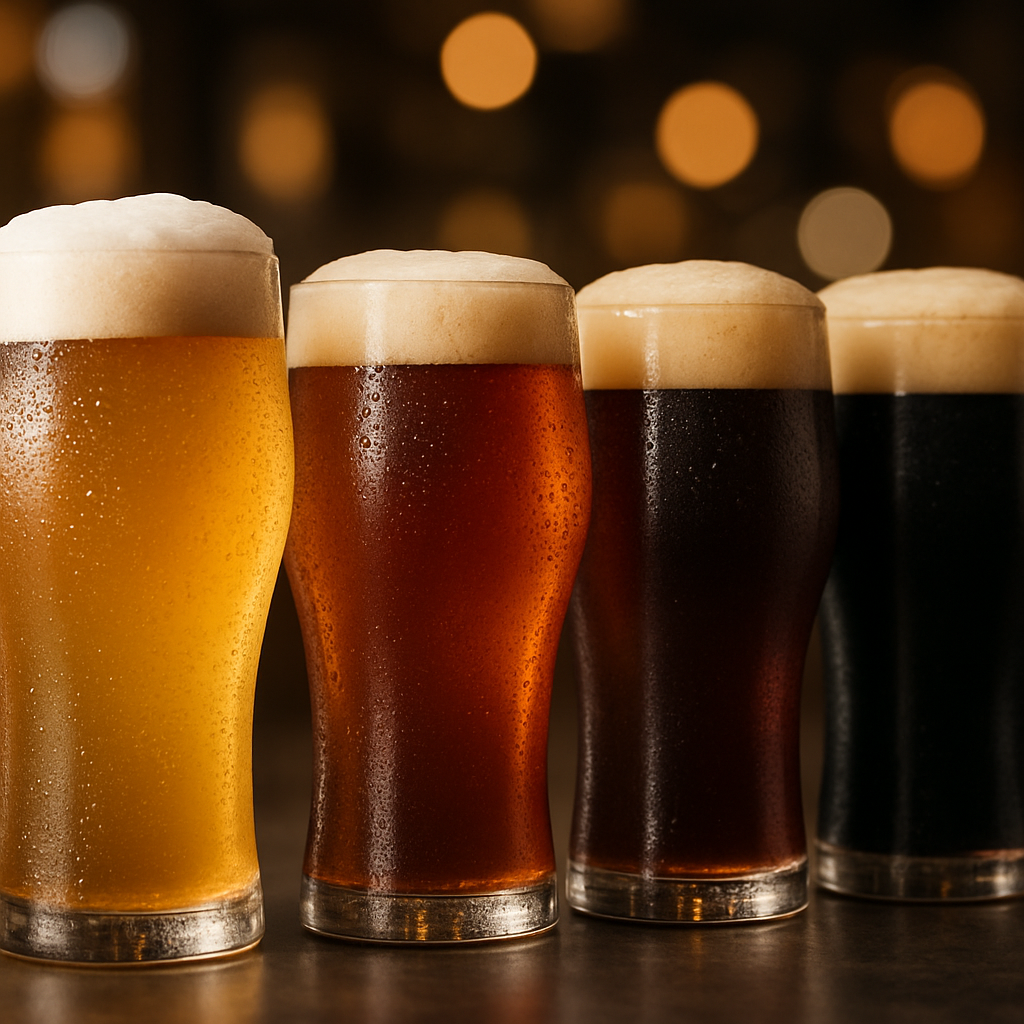 クラフトビールの種類 色の違いを示す4種のビールグラス